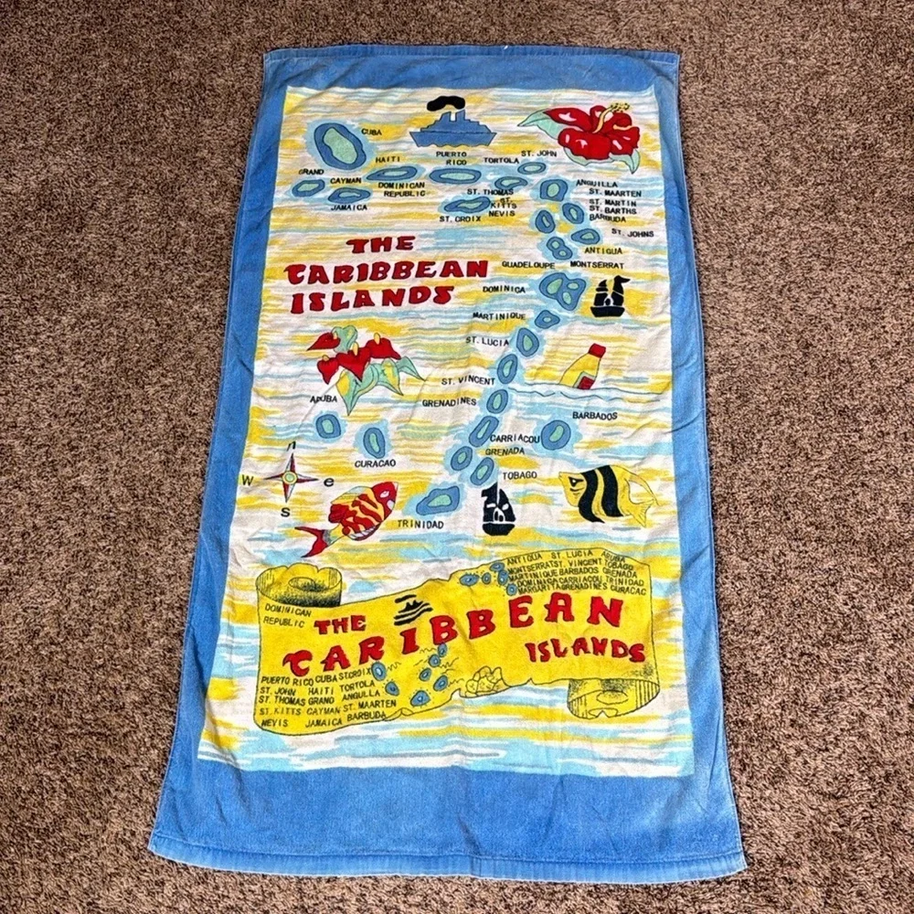 Vintage The Caribbean Islands beach towel